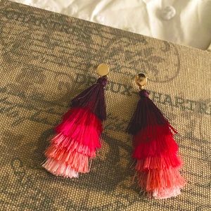 Pink ombré tassel earrings